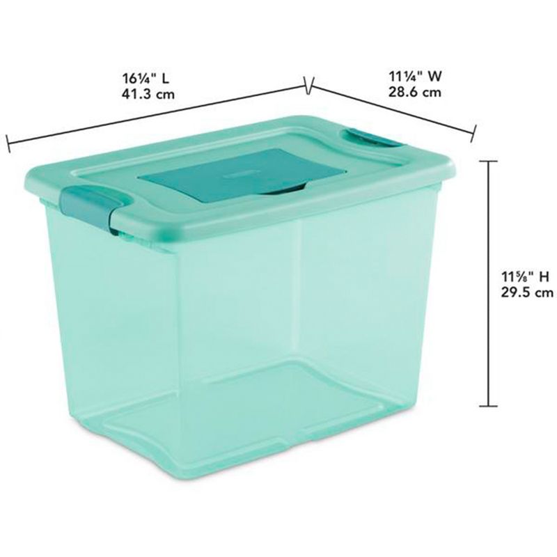 Sterilite 25 Quart Fresh Scent Latching Storage Box, Stackable Bin with Latch Lid, Plastic Container to Organize Home Basements, Closets, Aqua, 6 Pack, 3 of 7