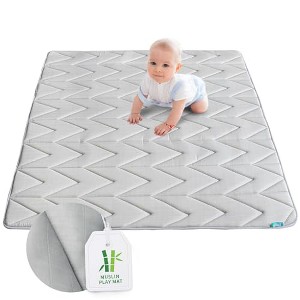 Biloban-Playmat Baby, Playmat Foam,Playpen Mat - Large Padded Foam Tummy Time Activity Mat for Infant & Toddler,Bamboo Muslin Surface - 1 of 4