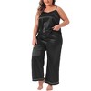 Agnes Orinda Women's Satin Plus Size Cami Top and Pants with Pockets 2 Piece Pajama Sets - image 2 of 4