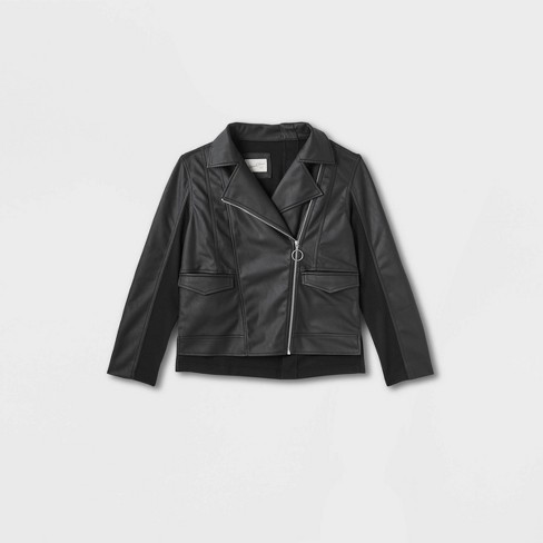 Women's Faux Leather Racing Jacket - Wild Fable™ Black 2x : Target