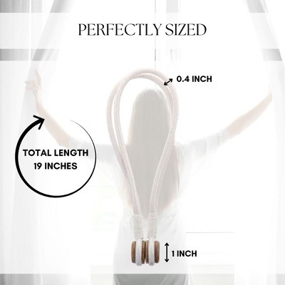 White Magnetic Curtain Tiebacks with Wooden Tips, Set of 2