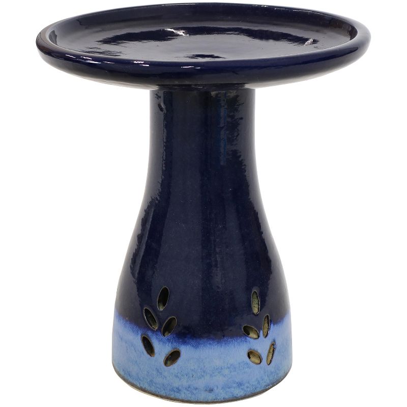 Sunnydaze Outdoor Weather-Resistant Garden Patio Classic High-Fired Smooth Ceramic Hand-Painted Bird Bath, 1 of 10
