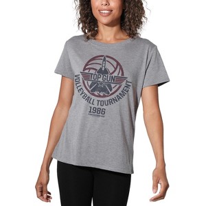 Women's Top Gun Volleyball Grey Loose T-Shirt Athletic Heather - 1 of 4