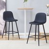 Vynxaria Modern Black PU Bar Chairs Set of 2 - 3 of 4