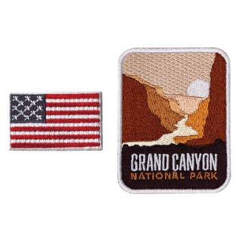 HEDi-Pack 2pk Self-Adhesive Polyester Hook & Loop Patch - Grand Canyon National Park and USA Red White & Blue Country Mini Flag