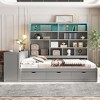 TIRAMISUBEST Full Size Wooden Daybed w/ Desk, All-in-One Storage Platform Bed Frame w/ Drawers, Shelves and Lights - 2 of 4