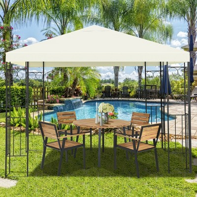 Beige 10'x10' Steel Frame Patio Gazebo Canopy Tent