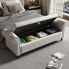 Upholstered Storage Bench with Rolled Arms and Button Tufted Lid for Bedroom or Entryway Seating and Hidden Blanket or Linen Storage-Maison Boucle - 3 of 4