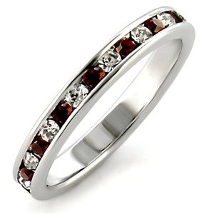 Slickblue Women's 925 Sterling Silver Band Ring, Garnet & Clear Stones, Polished Finish, Size 7-8 - 1 of 3