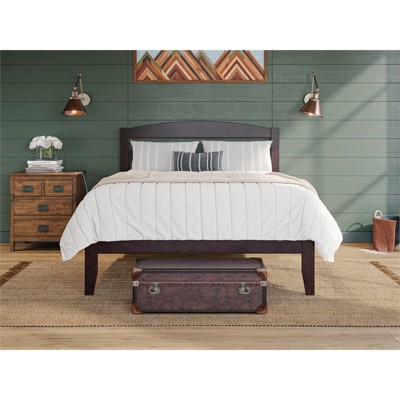 Espresso Queen Wood Platform Bed with Slatted Headboard