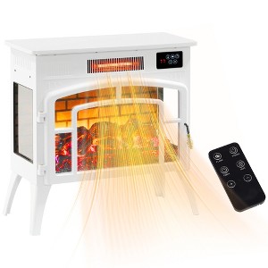 HOMCOM Electric Fireplace Stove, Freestanding Infrared Fireplace Heater with Realistic Flame Effect & Adjustable Temperature, 1500W - 1 of 4