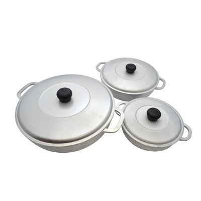 Non Stick Round Cooking Kitchen Ware Cast Aluminum 3 Pc Set Cauldron Caldero Pot 