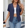 Women Button Casual Cardigan Sweater Loose Classic Short Sleeve Top T-Shirt Spring Summer - 4 of 4