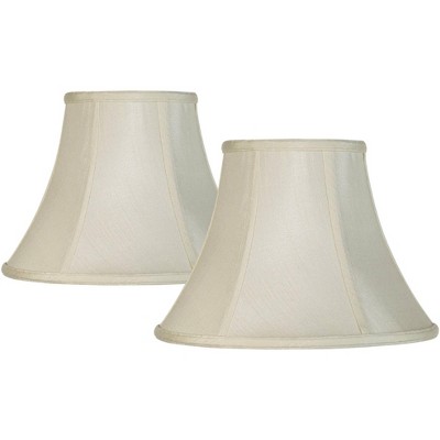 Set of 2 Creme Bell Small Lamp Shades 6" Top x 12" Bottom x 9" High (Spider) Replacement with Harp and Finial