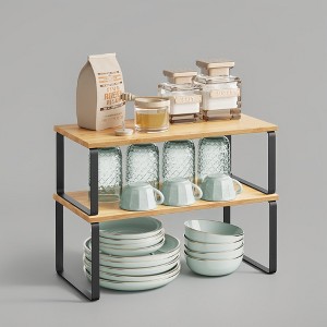 2 Pack Cabinet Organizer Shelf, Kitchen Counter Shelves, Kitchen Storage, Spice Rack, Stackable, Expandable, Metal and Engineered Wood - 1 of 3