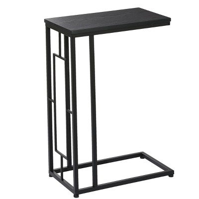 Contemporary Metal And Wood Accent Table Black - Olivia & May: C-shaped ...