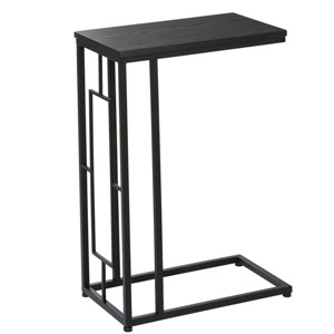 Contemporary Metal and Wood Accent Table Black - Olivia & May: C-Shaped, No Assembly, Iron Frame - 1 of 4