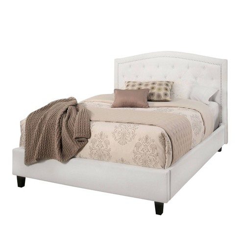 Harrison Tufted Upholstery Platform Bed, White Upholstered Headboard Full Size