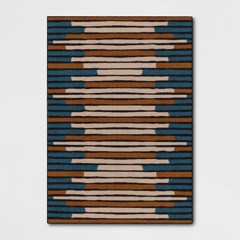 Striped Area Rug Turquoise/Yellow - Threshold™ - image 1 of 4