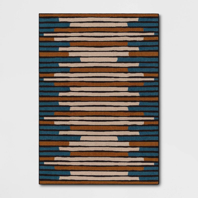 Striped Area Rug Turquoise/Yellow - Threshold™, 1 of 7