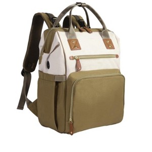 Itopfox Large Capacity Diaper Backpack for Parents with Multiple Pockets, Insulated Compartments, and Stroller Hooks, Beige - 1 of 4