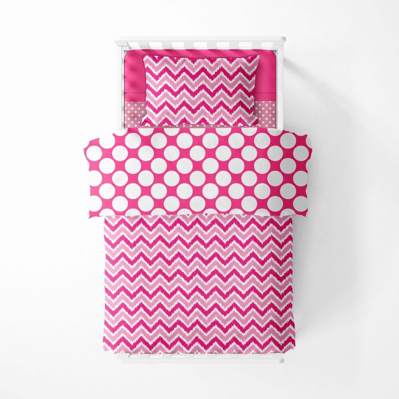 Bacati - Mix N Match Pink 4 pc Cotton Toddler Bedding Set, 4 of 9