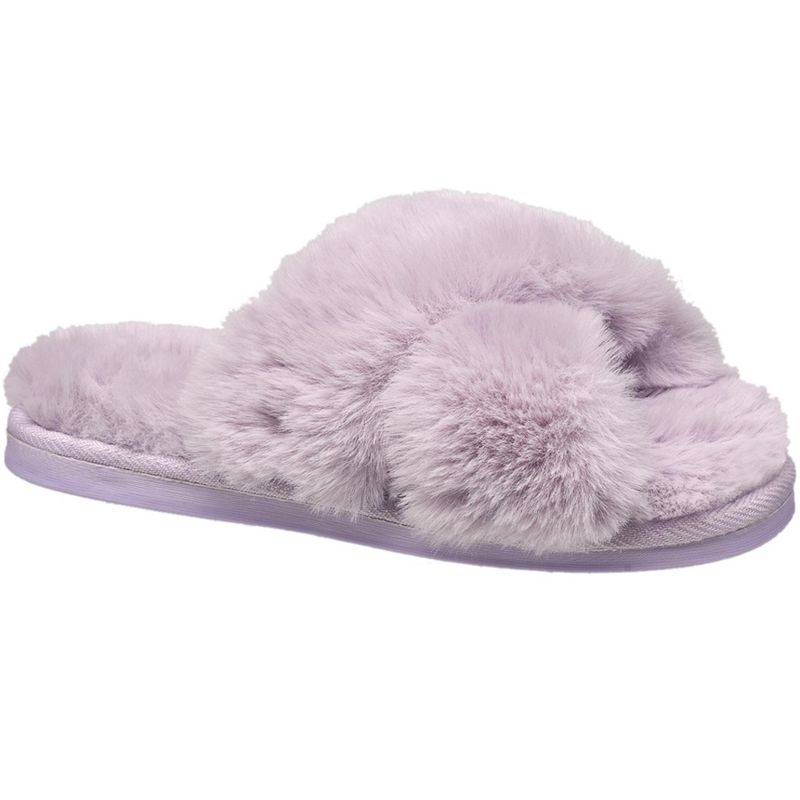 Aeropostale Women's Fuzzy Criss Cross House Slippers with Cushioned Comfort, 1 of 6