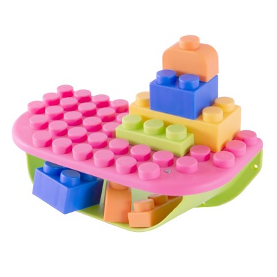 UNiPLAY Building Blocks Shelf with Storage 11pc Set, Infant and Toddler Sensory Toy and Storage Bin, Ages 3 Months and Up