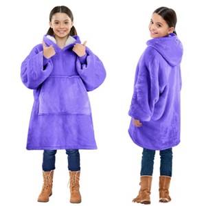 Solaris Fleece Blanket Hoodie Sweatshirt for 7-16yr Kid Teen Youth, Cozy Warm Plush Fleece Wearable Blanket Pullover with Larger Pocket - 1 of 4
