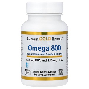 California Gold Nutrition Omega 800 Ultra-Concentrated Omega-3 Fish Oil, kd-pur® Triglyceride Form, 30 Fish Gelatin Softgels (1,000 mg per Softgel) - 1 of 4
