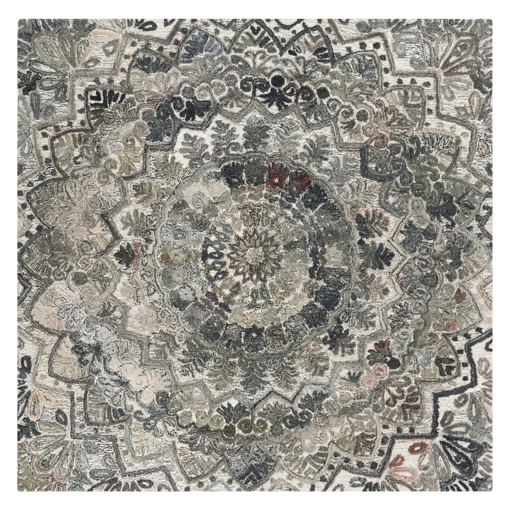 6'x6' Medallion Tufted Square Area Rug Gray - Safavieh