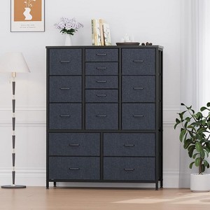 15-Drawer Fabric Storage Tower with 3 Sizes, Heavy-Duty Metal Frame, Anti-Tip Kit, Tool-Free Assembly, for Nursery, Bedroom, Closet - 1 of 4
