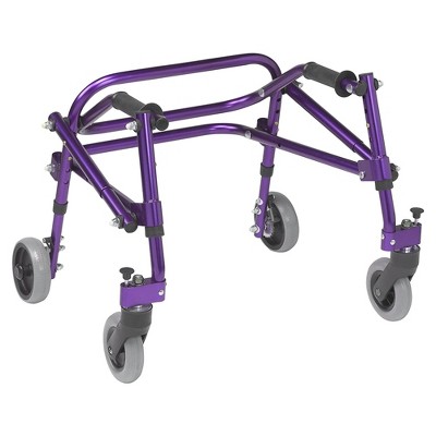 Drive Medical KA1200-2GWP Nimbo Lightweight Aluminum Frame Rolling  Posterior Pediatric Walker w/ Adjustable Handle Height, Extra Small, Wizard  Purple