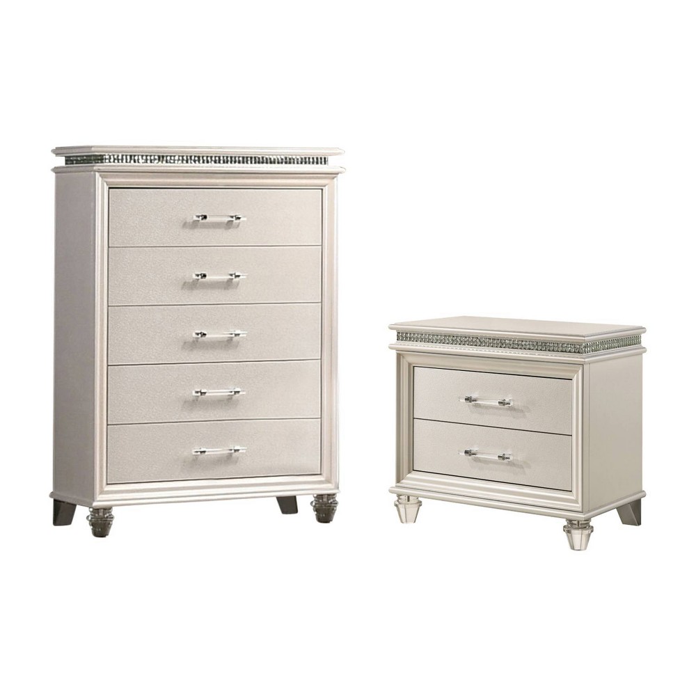 Photos - Bedroom Set 2pc Granite Nightstand and Chest Set Pearl White - HOMES: Inside + Out