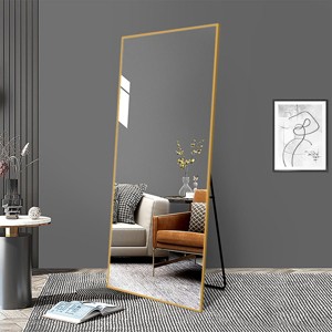 65"x24" Full Length Mirror with Stand, Full Body Mirror Standing or Wall-Mounted Floor Mirror with Ultra-Thin Aluminum Frame – The Pop Home - 1 of 4