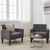 TYBOATLE Tufted Black Leather Accent Chair, Mid-Century Armchair for Office, Living Room, Bedroom - 3 of 4
