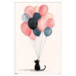 Trends International Andreas Magnusson - The Cat And The Balloons Framed Wall Poster Prints - 1 of 4