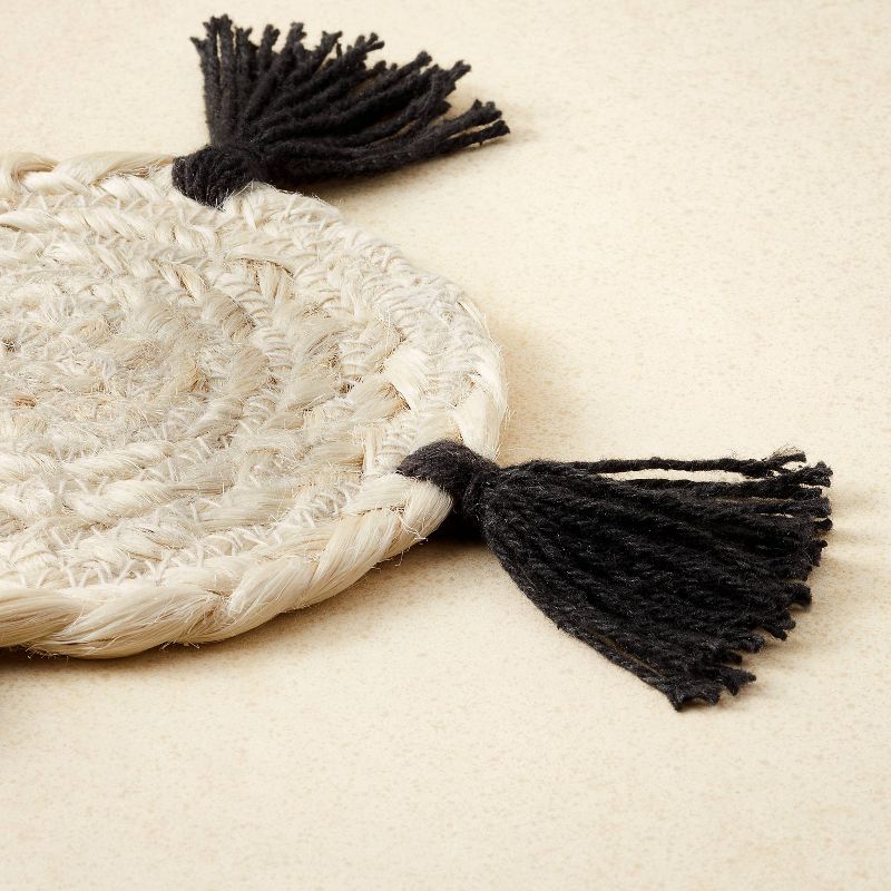 4pk Jute Natural Braided Coasters Black/White - Opalhouse&#8482; designed with Jungalow&#8482;, 4 of 7