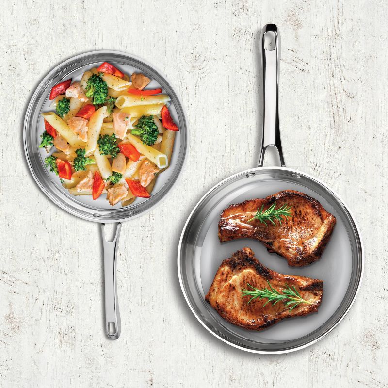 Cuisinart Classic 10&#34; &#38; 12&#34; Stainless Steel 2pk Skillet Set Silver, 3 of 5