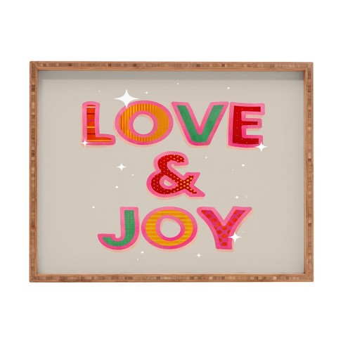 Showmemars LOVE JOY Festive Letters Rectangular Tray -Deny Designs