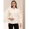 Allegra K Women's Work Peter Pan Collar Long Bishop Sleeve Button Down Shirt - 3 of 4