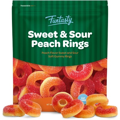 Peach Rings - 2 Pound Bulk Pack - Gummy Candy - Sour and Sweet Classic Treat