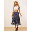 INSPIRE CHIC Women's Floral Elastic Waist Tiered Ruffle Boho Midi Skirts - 3 of 4