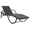vidaXL Sun Lounger Set of 3 Black Powder-coated steel frame, PE rattan - 3 of 4