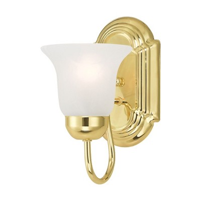 Elegant Riviera Polished Brass Vanity Light with White Alabaster Glass