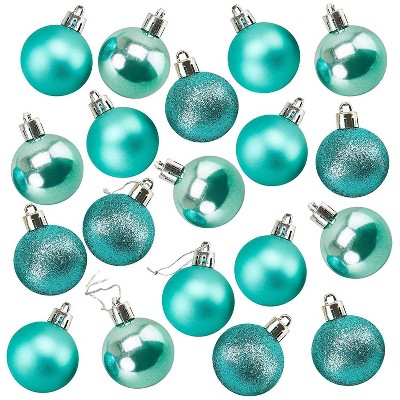 Juvale Mini Shatterproof Glitter Christmas Tree Ball Ornaments (Turquoise, 1.5 In, 48 Pack)