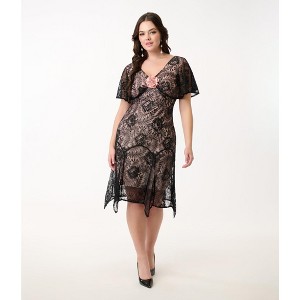 Unique Vintage Women's Flutter Sleeve Flapper Dress - 1 of 4