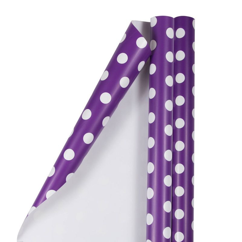 JAM Paper &#38; Envelope 2ct Polka Dots Gift Wrap Purple/White, 3 of 7
