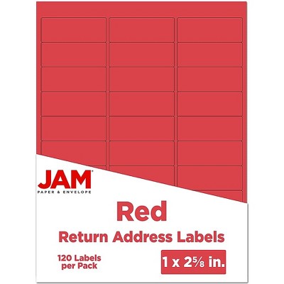 JAM Paper Laser/Inkjet Mailing Address Labels 1" x 2 5/8" Red 4514939