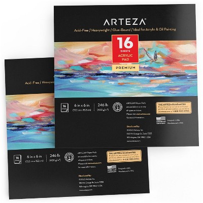 Arteza Acrylic Pad, 6" x 6", 16 Sheets - 2 Pack (ARTZ-4222)